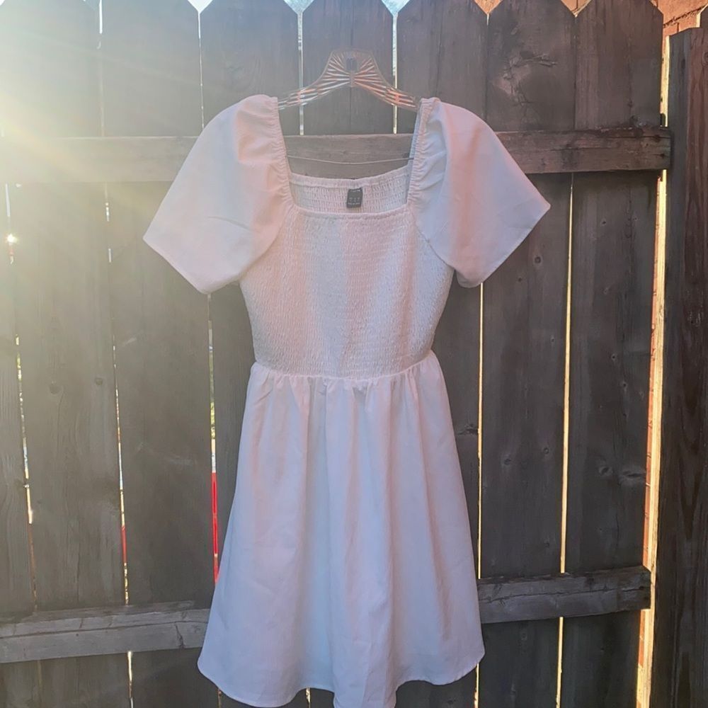 Shein white babydoll dress sz. S